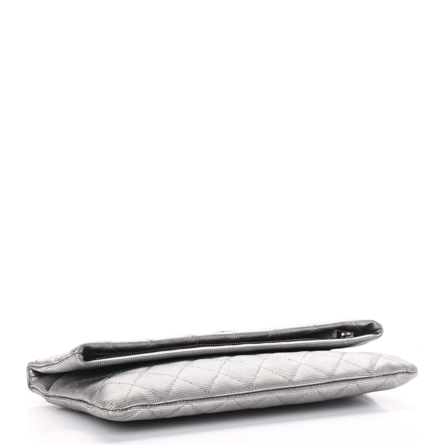 Chanel Metallic Calfskin Quilted Pixel Effect CC Beauty Clutch Silver 4 of 9