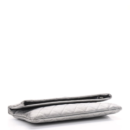 Chanel Metallic Calfskin Quilted Pixel Effect CC Beauty Clutch Silver 4 of 9