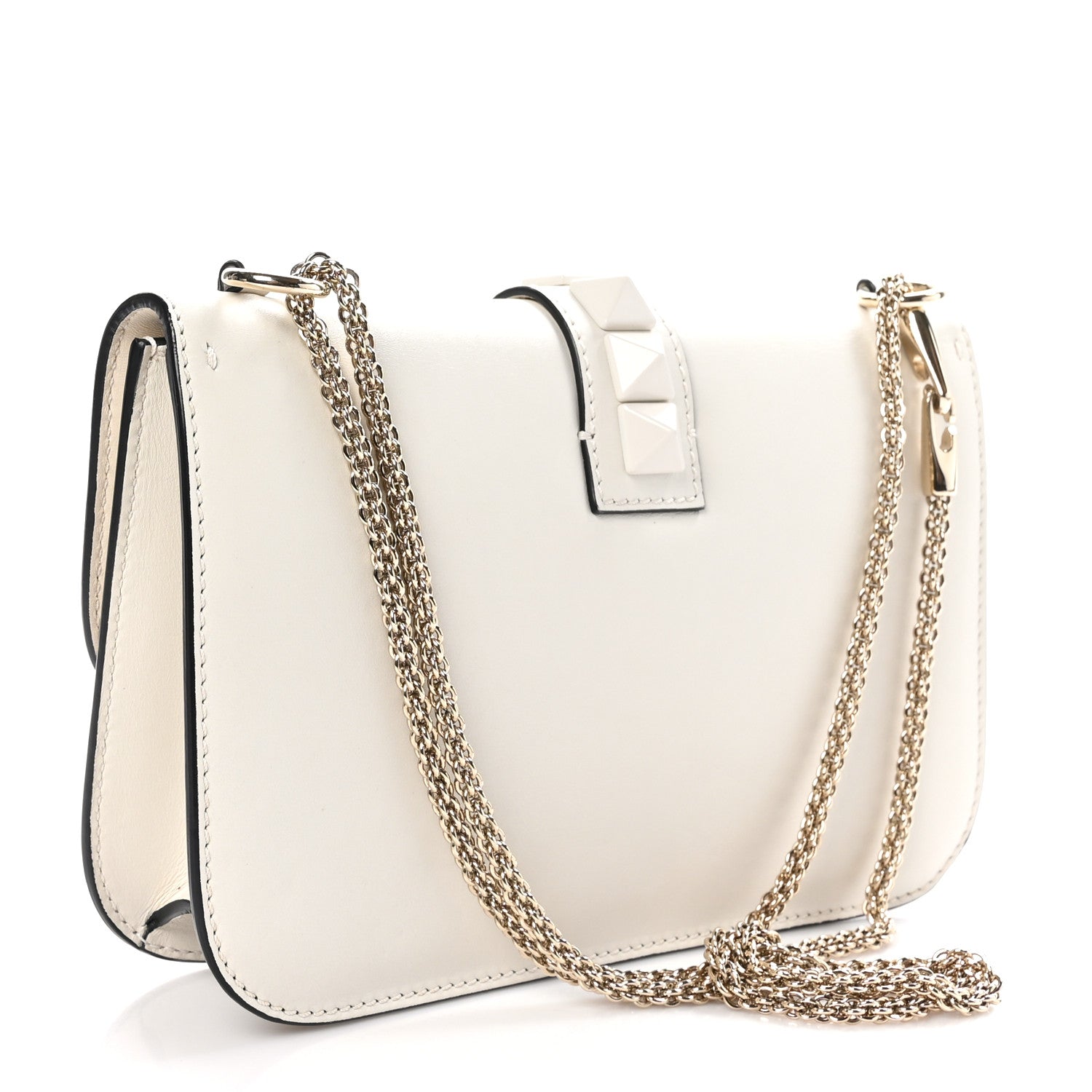 Valentino Garavani Nappa Painted Heart Medium Glam Lock Rockstud Flap White 3 of 10