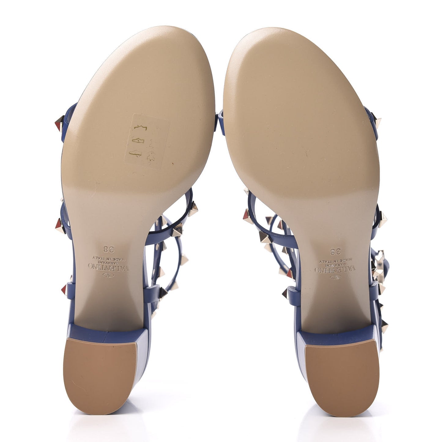 Calfskin Rockstud 60mm City Sandals 38 Blue