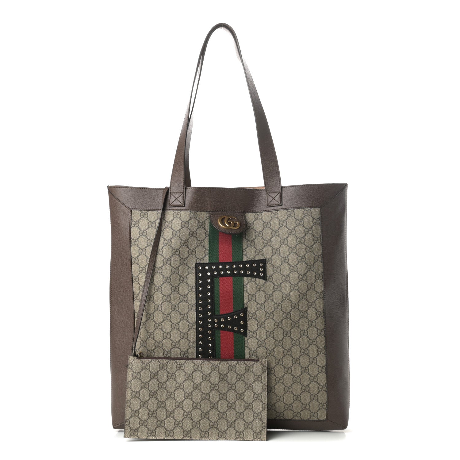 Gucci GG Supreme Monogram Web Large DIY Ophidia Vertical Shopping Tote Brown 1 of 14