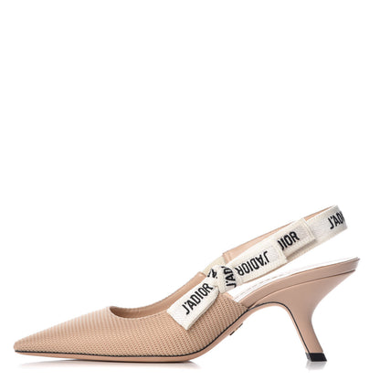 Christian Dior Technical Canvas Ribbon J Adior Slingback 65mm Pumps 37 Powder Nude 1 of 15