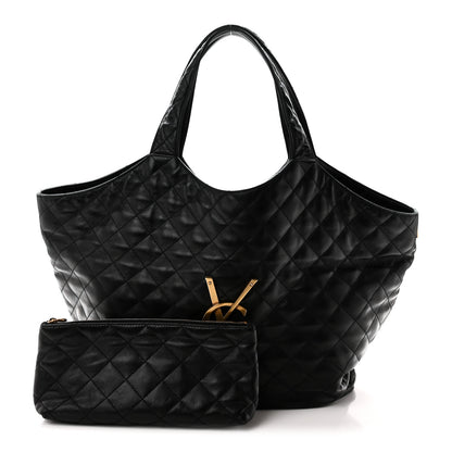 Saint Laurent Lambskin Quilted Maxi Icare Shopping Tote Black 3 of 11
