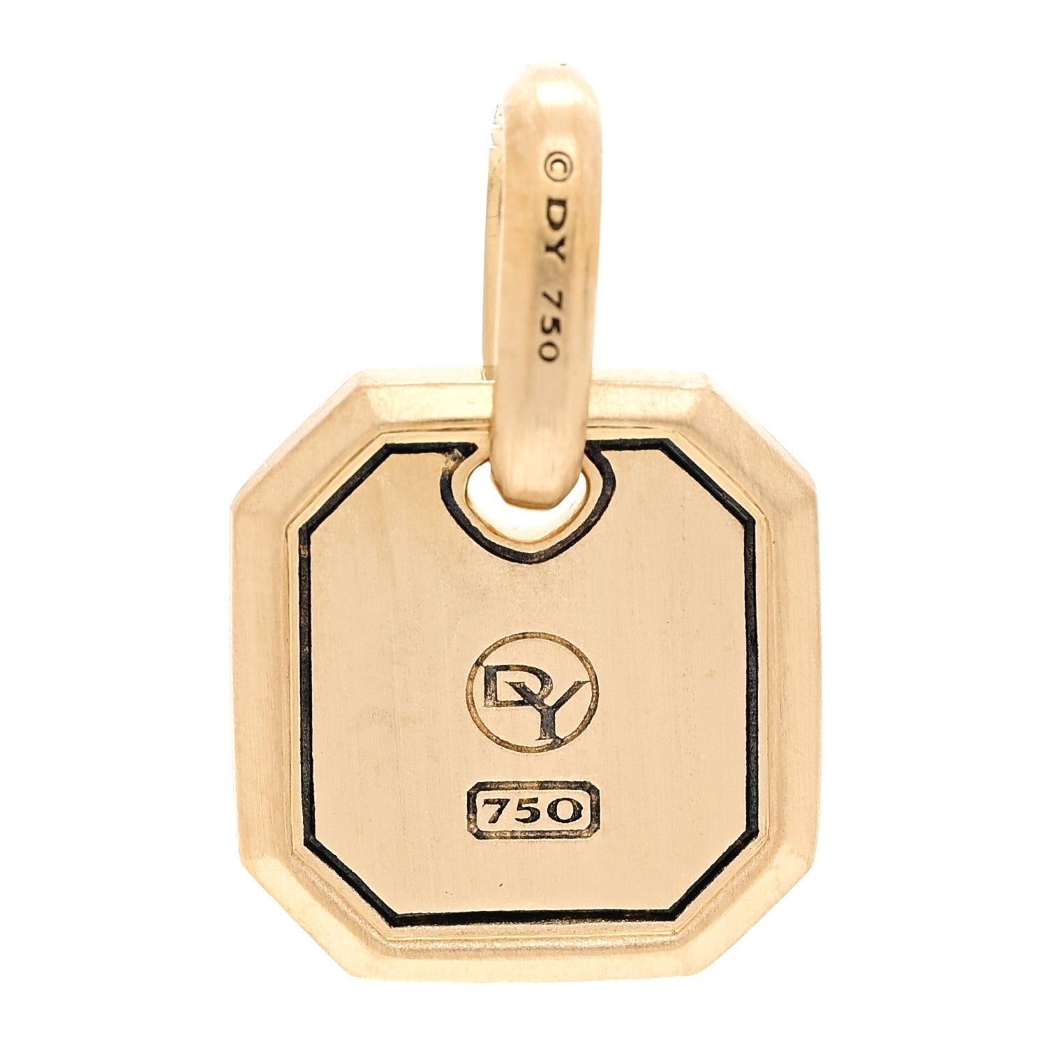 David Yurman 18K Yellow Gold Black Diamond 15mm Octagonal Amulet Pendant 3 of 5