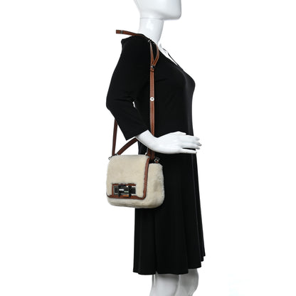 Fendi Shearling Vitello Dolce 3Baguette Shoulder Bag Beige 2 of 9