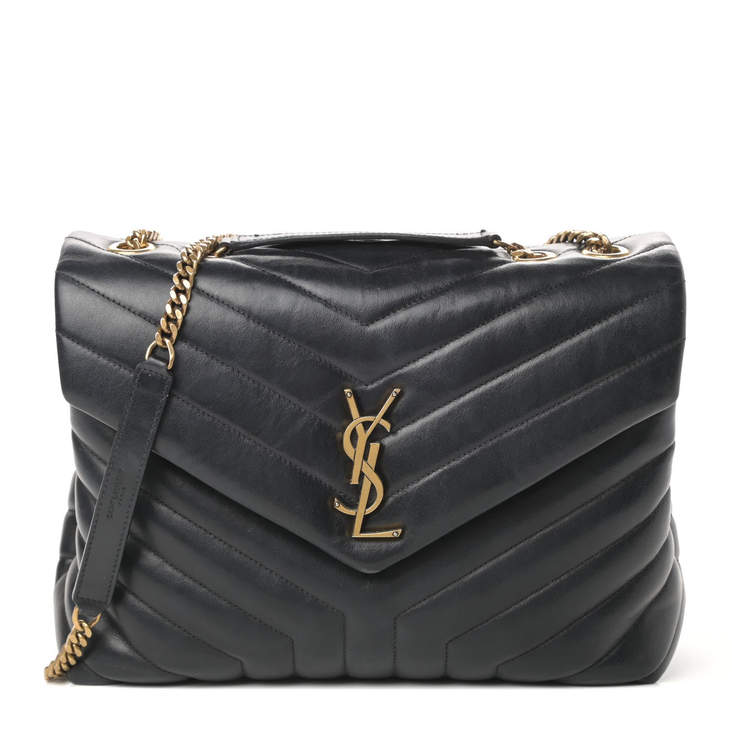 Saint Laurent Calfskin Y Quilted Monogram Medium Loulou Chain Satchel Black 1 of 17