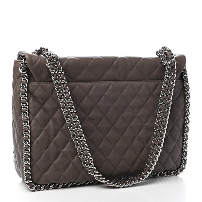 Chanel Washed Lambskin Quilted Chain Around Maxi Flap Brown 3 of 9