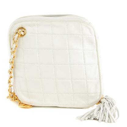 Chanel Lambskin Quilted Tassel Clutch White 1 of 8
