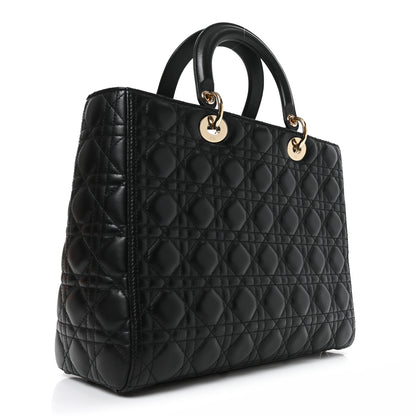Christian Dior Lambskin Cannage Large Lady Dior Black 3 of 9