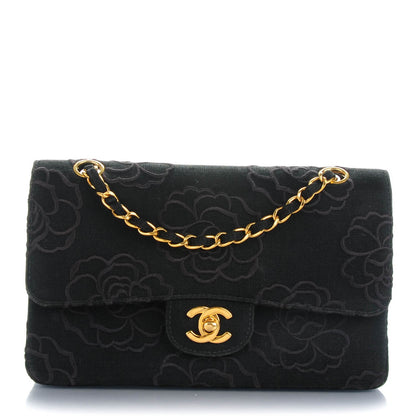 Chanel Canvas Camellia Embroidered Small Double Flap Black 1 of 9