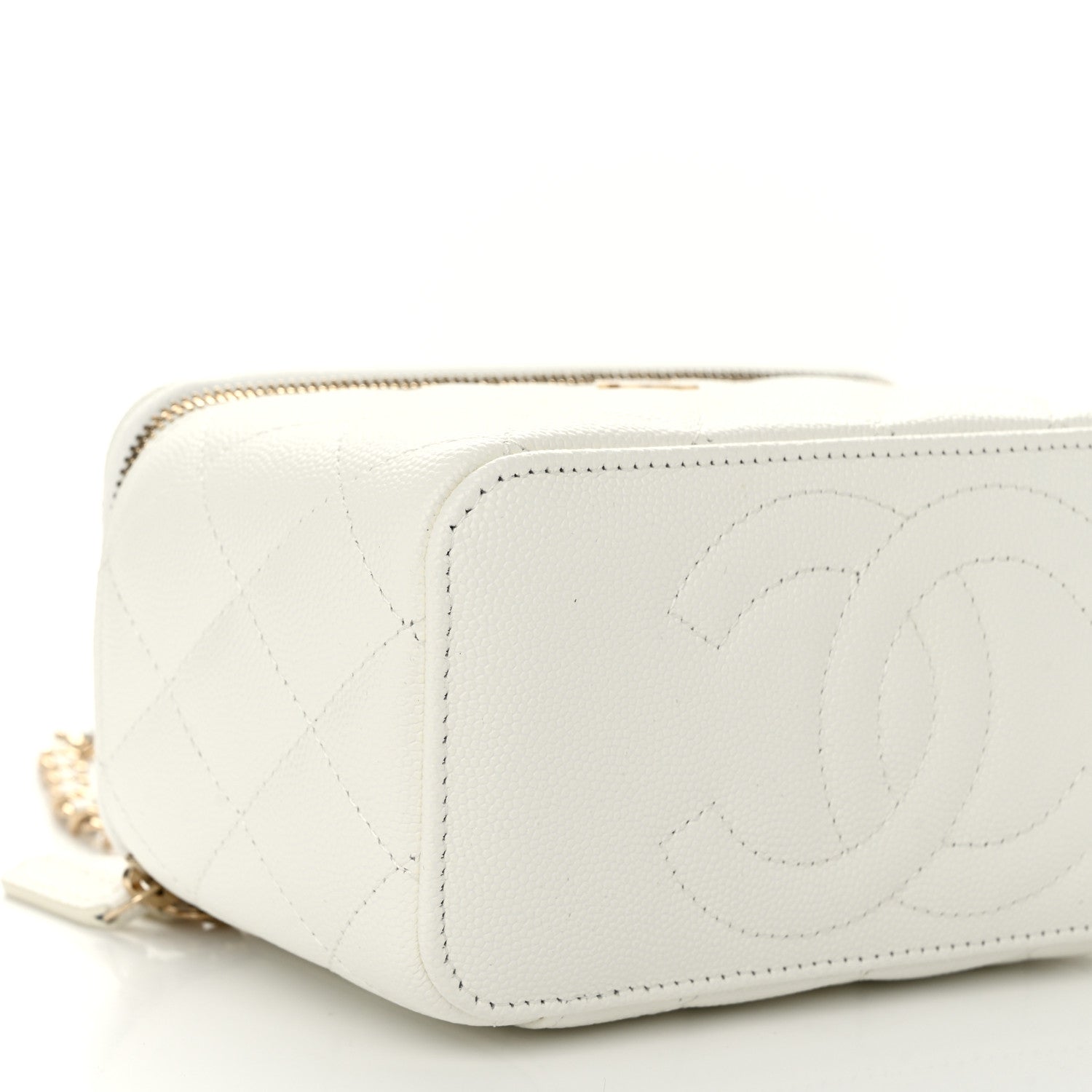 Chanel Caviar Quilted Small Vanity Case With Chain White 9 of 11