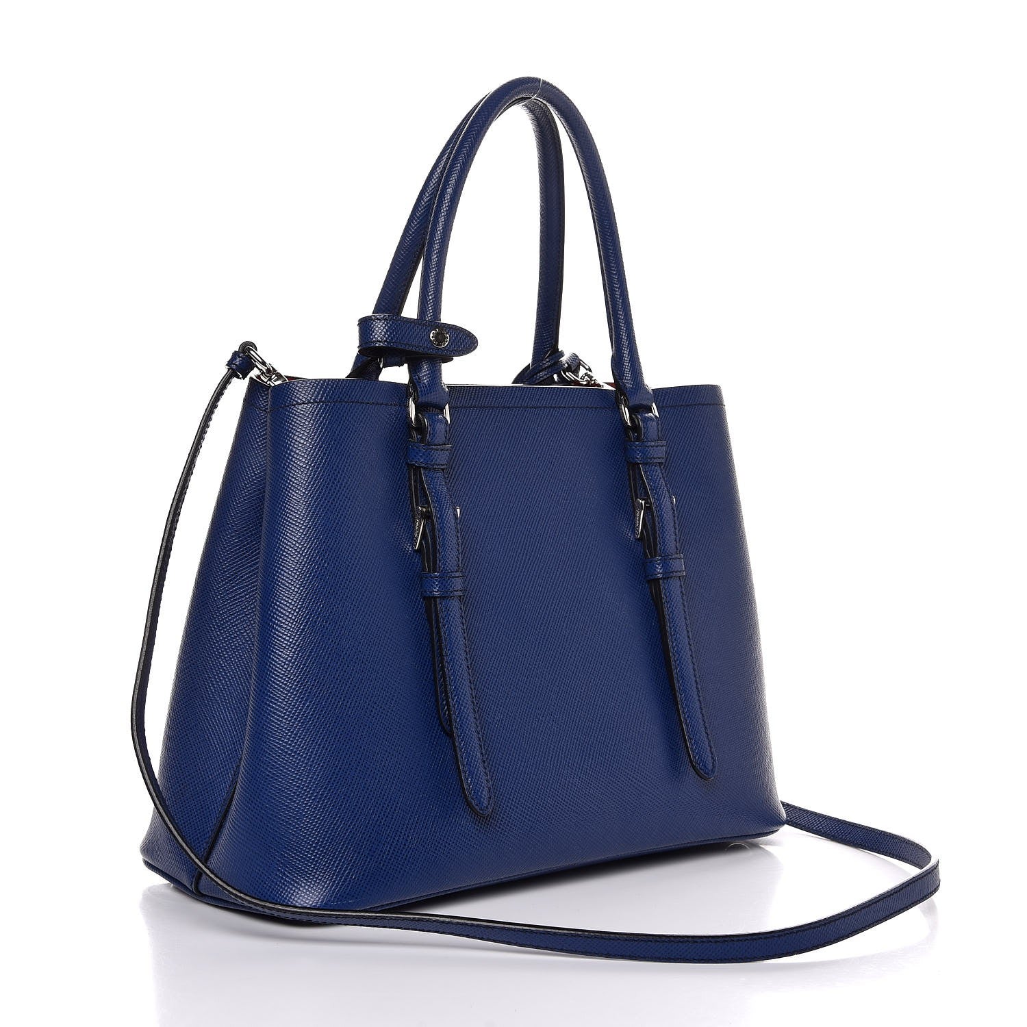Prada Saffiano Cuir Small Double Handle Tote Inchiostro 4 of 11