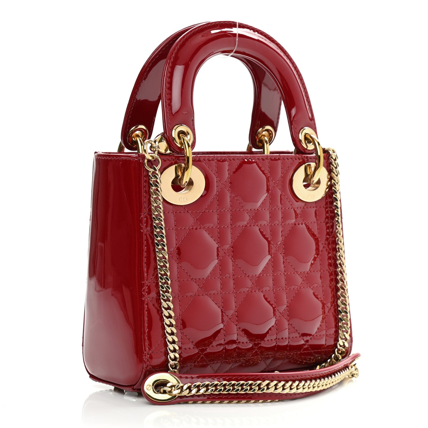 Patent Cannage Mini Lady Dior Red