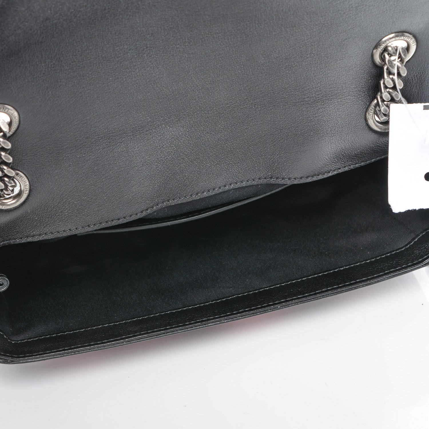 Saint Laurent Calfskin Medium Heart Patchwork Monogram Chain Wallet Black 5 of 8