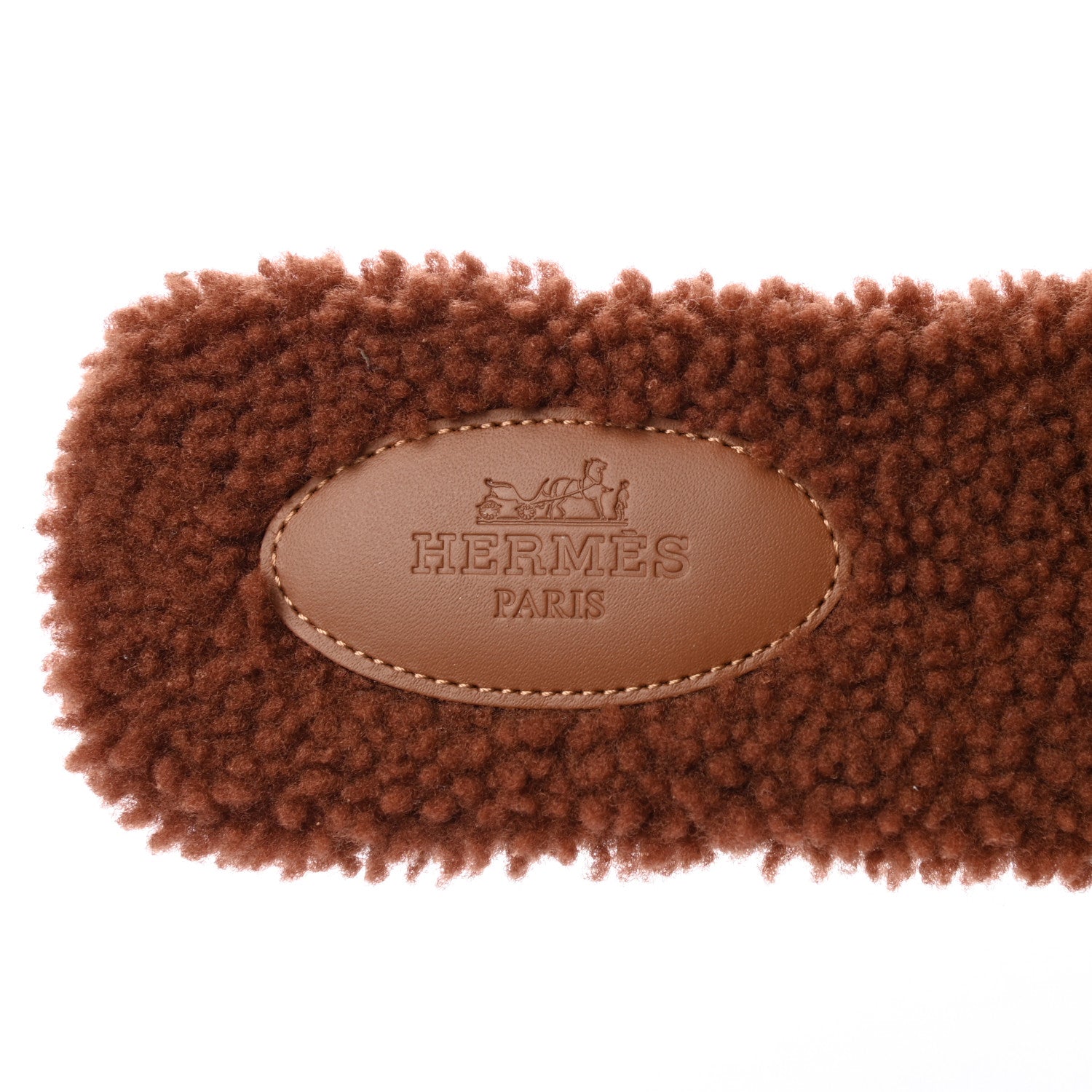 Hermes Woolskin Oran Sandals 37.5 Cognac 6 of 9