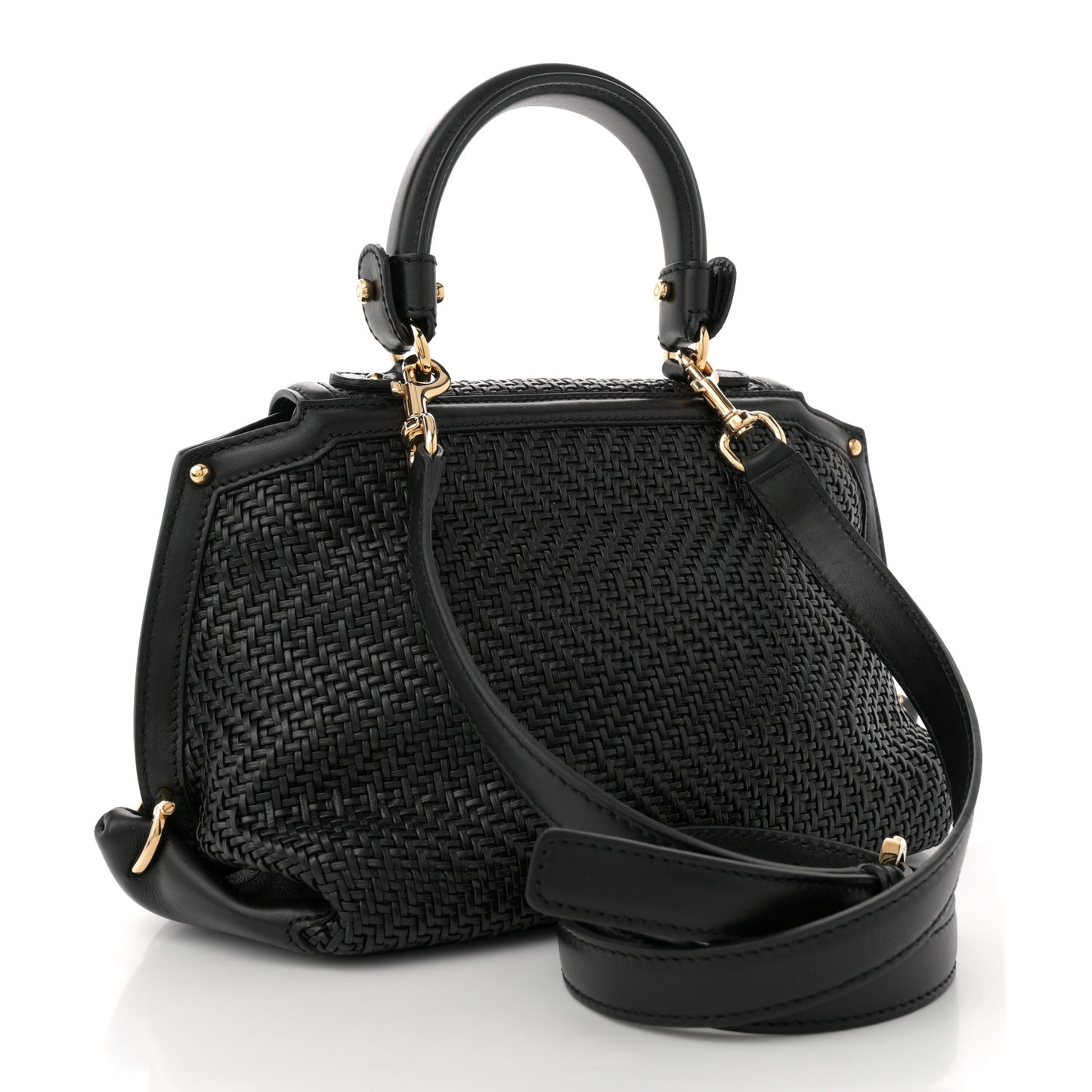 Woven Nappa Sofia Satchel Black