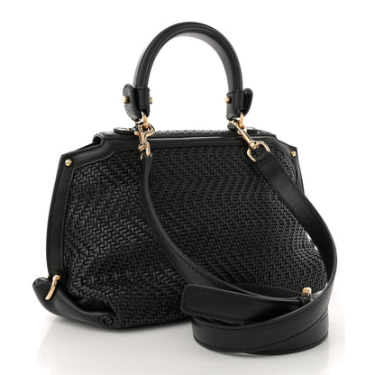Salvatore Ferragamo Woven Nappa Sofia Satchel Black 3 of 11