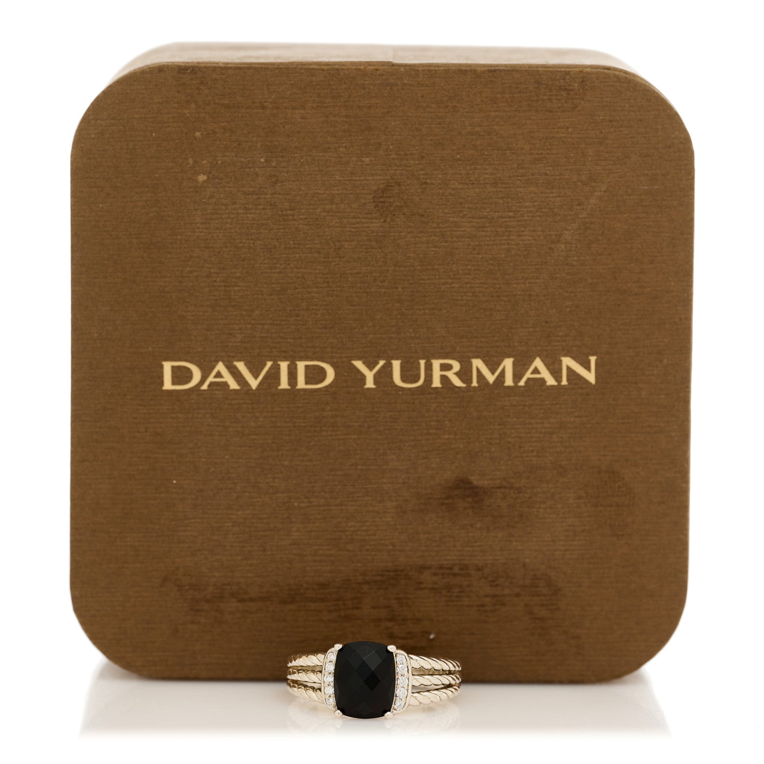 David Yurman Sterling Silver Diamond Black Onyx 10mm Petite Wheaton Ring 58 8.25 5 of 5