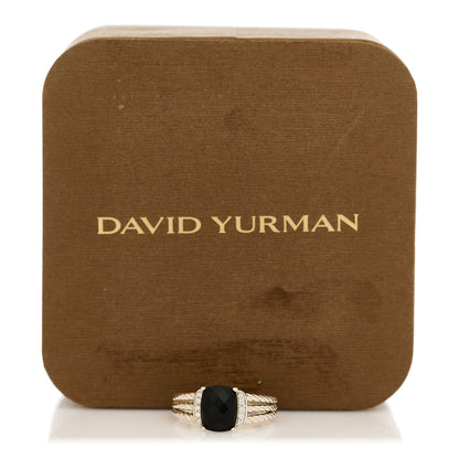 David Yurman Sterling Silver Diamond Black Onyx 10mm Petite Wheaton Ring 58 8.25 5 of 5