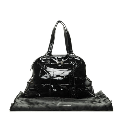 Saint Laurent Crocodile Embossed Patent Calfskin Large Muse Black 8 of 8