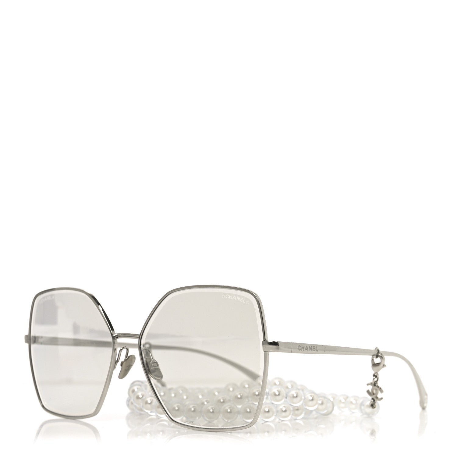 Chanel Butterfly Removable Pearl Chain Sunglasses 4262 Silver 1 of 7