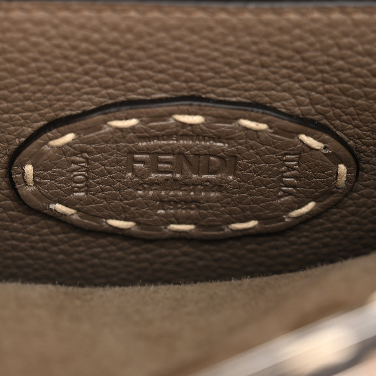 Fendi Vitello Granato Camoscio Selleria Macro Stitchings Small Peekaboo I SEE U Satchel Tartufo 6 of 9
