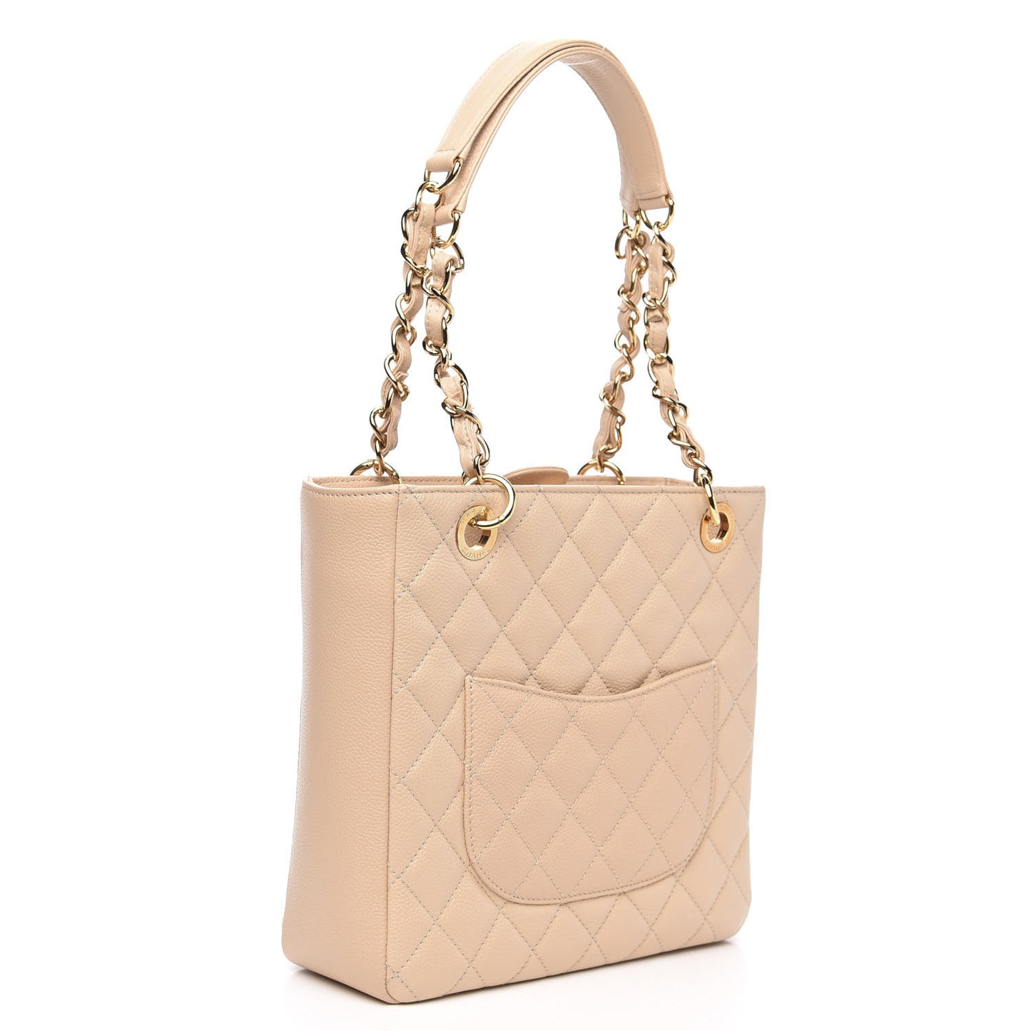 Caviar Quilted Petit Shopping Tote PST Light Beige