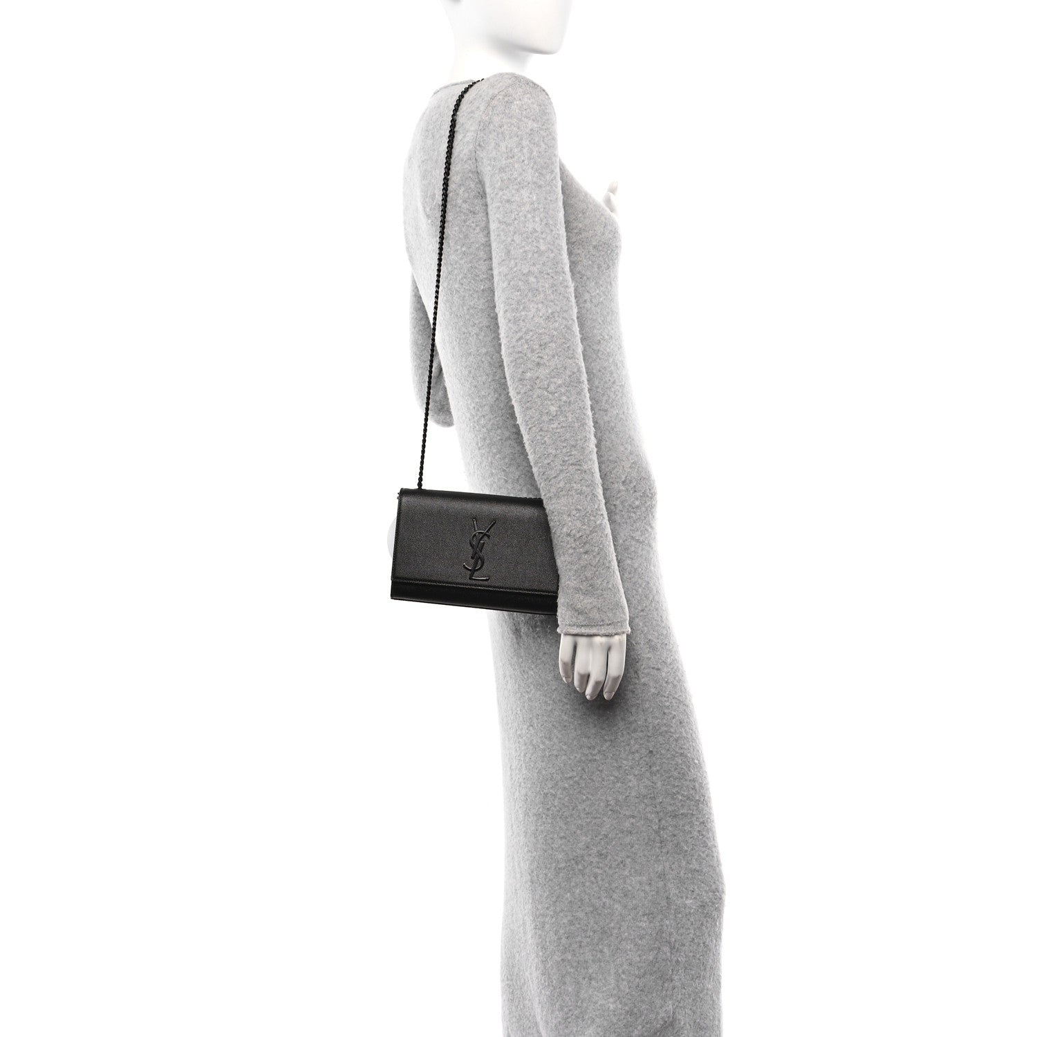 Saint Laurent Grain De Poudre Small Monogram Monochrome Kate Satchel Black 2 of 9