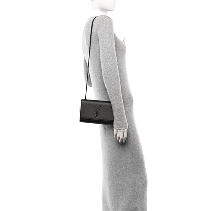 Saint Laurent Grain De Poudre Small Monogram Monochrome Kate Satchel Black 2 of 9