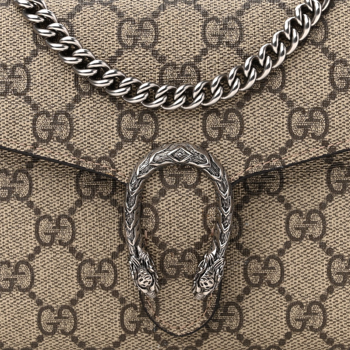 GG Supreme Monogram Mini Dionysus Chain Wallet Beige Taupe