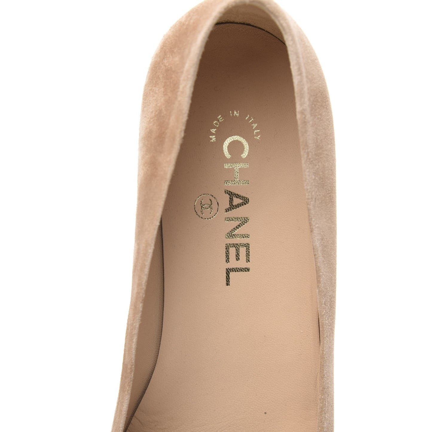 Suede Patent Camellia CC Ballerina Flat 39 Beige Black