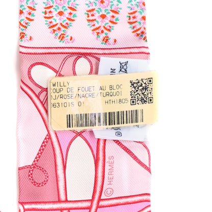 Hermes Silk Coup De Fouet Au Bloc Twilly Rose Nacre Turquoise 4 of 4