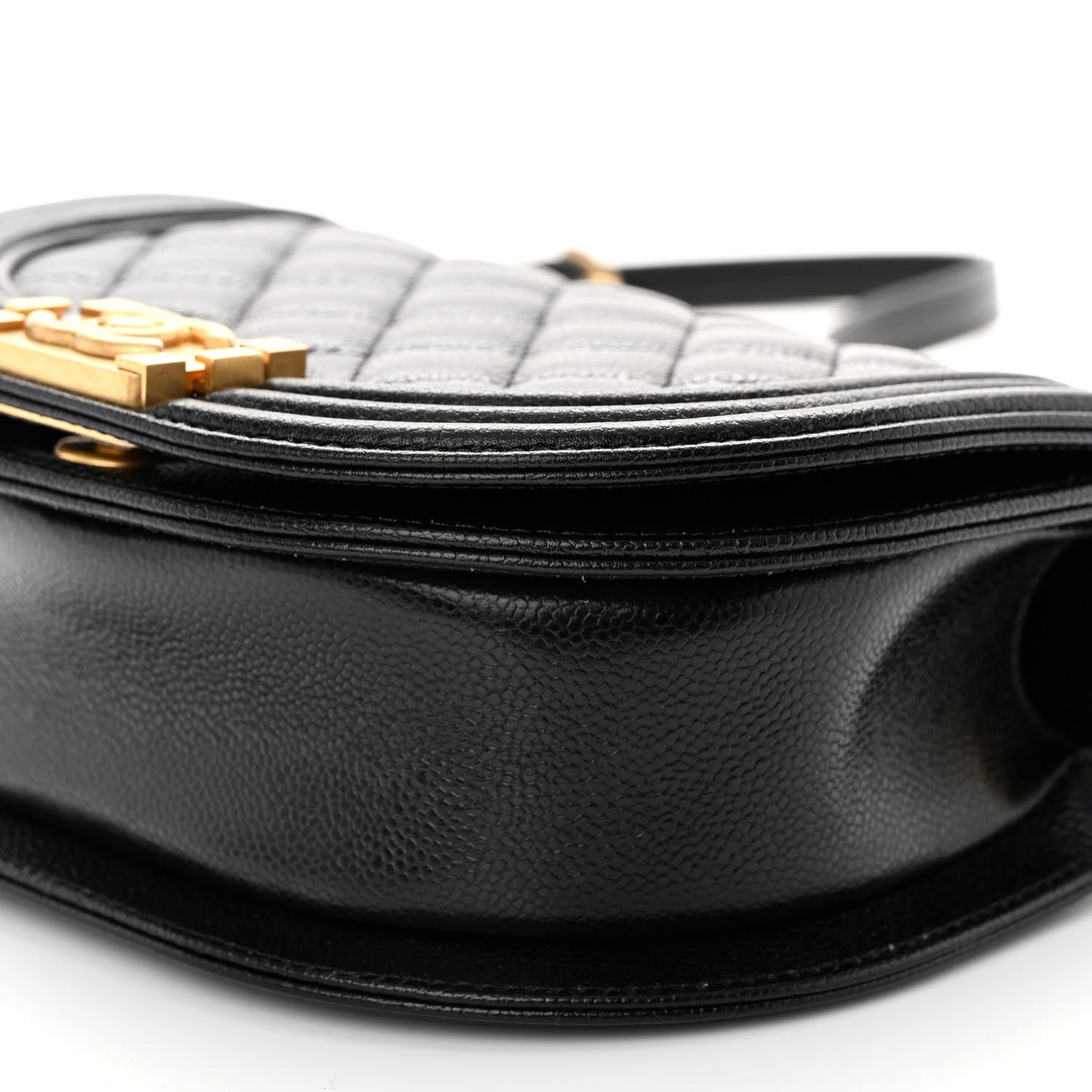 Caviar Quilted Small Boy Messenger Bag Black