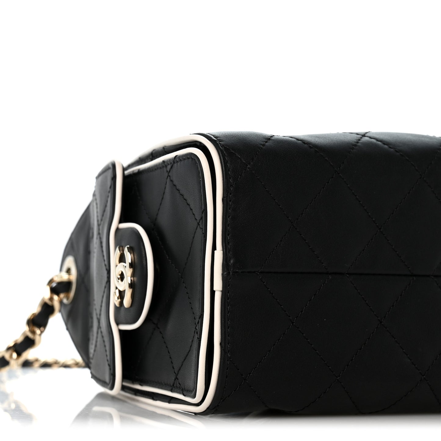 Calfskin Quilted Mini Chanel 25 Handbag Black White