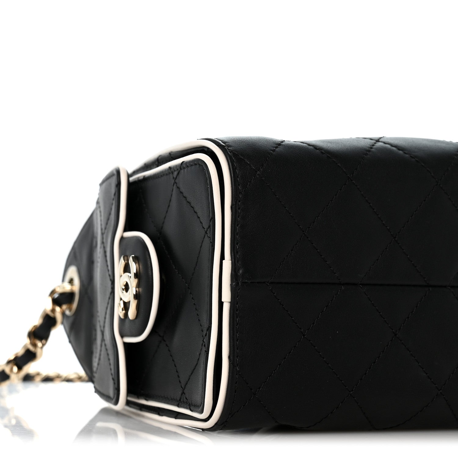 Chanel Calfskin Quilted Mini Chanel 25 Handbag Black White 8 of 9