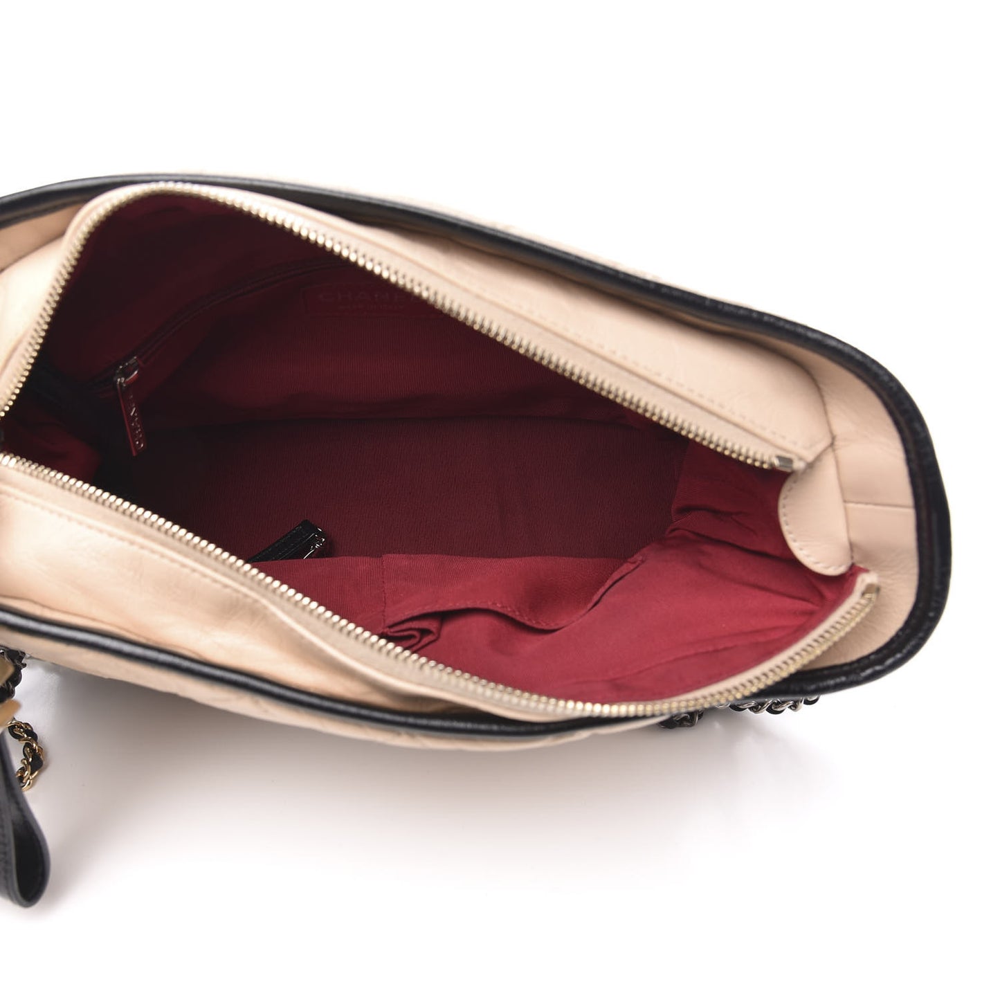 Aged Calfskin Quilted Medium Gabrielle Hobo Beige Black