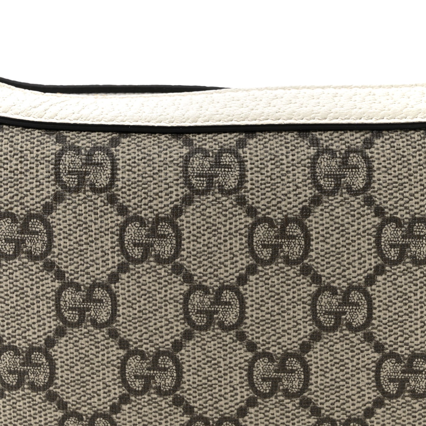 GG Supreme Monogram Textured Dollar Calfskin Web Mini Ophidia Half Moon Hobo Beige Ebony Mystic White