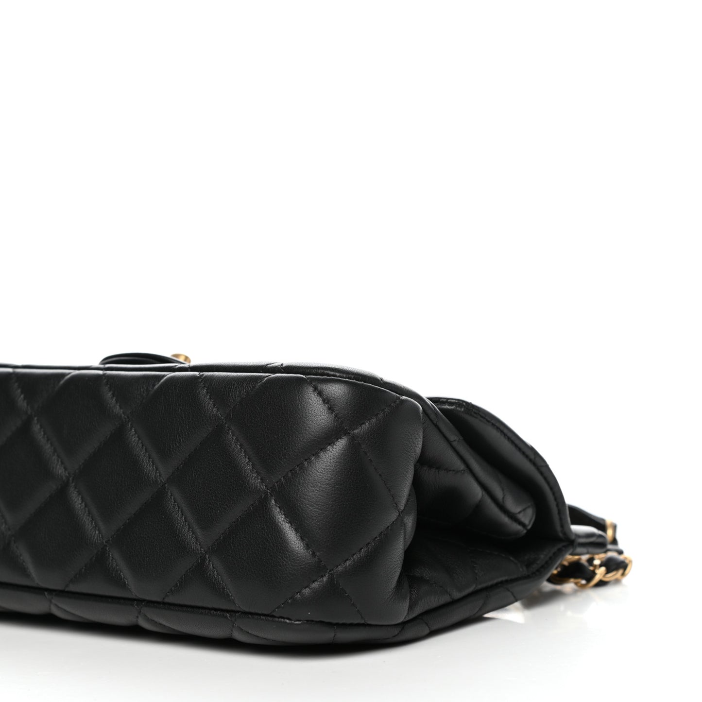 Calfskin Quilted Small Lady Handle Clutch With Chain Black