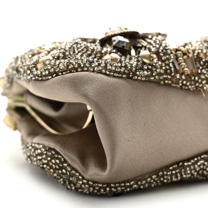 Judith Leiber Satin Beaded Crystal Evening Clutch Gold 8 of 11