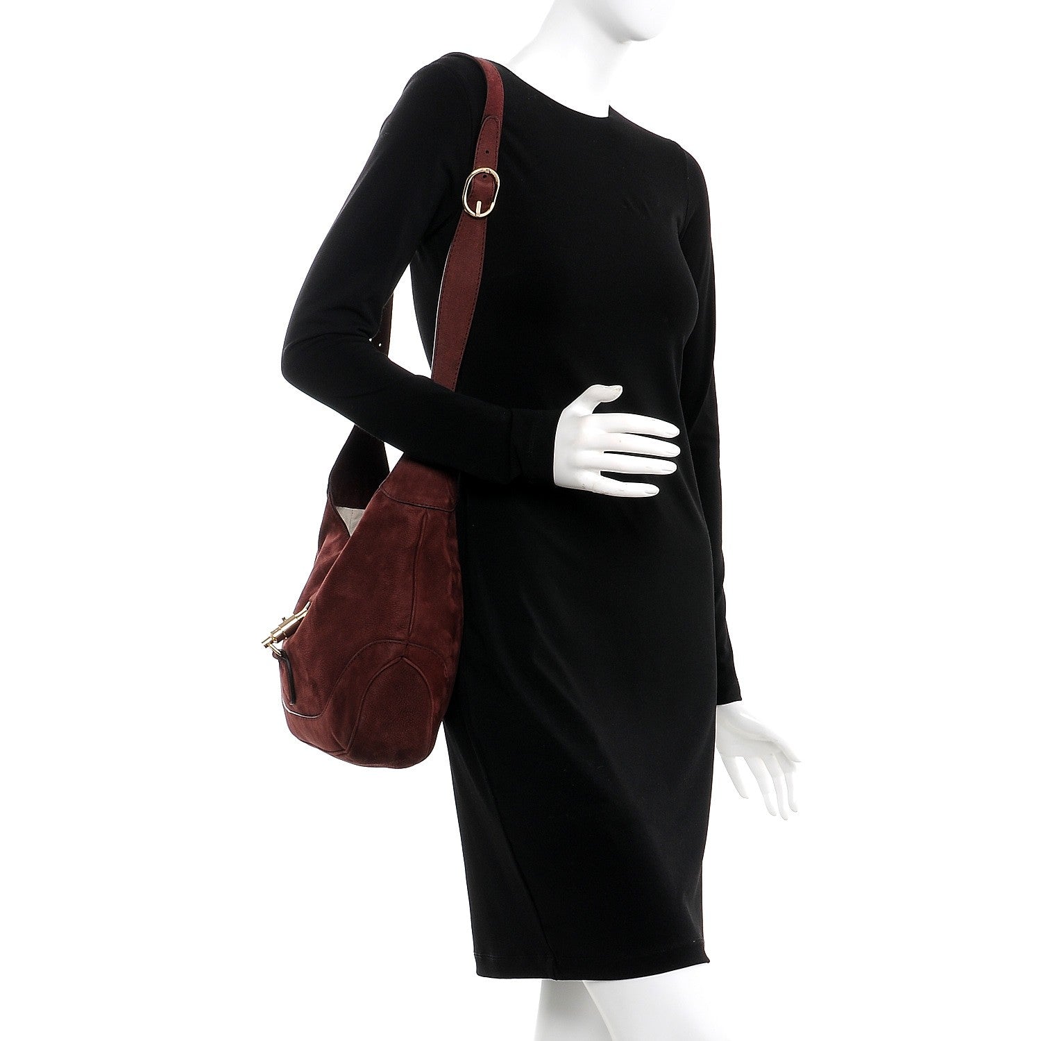 Gucci Nubuck Medium Jackie Shoulder Bag Burgundy 2 of 7
