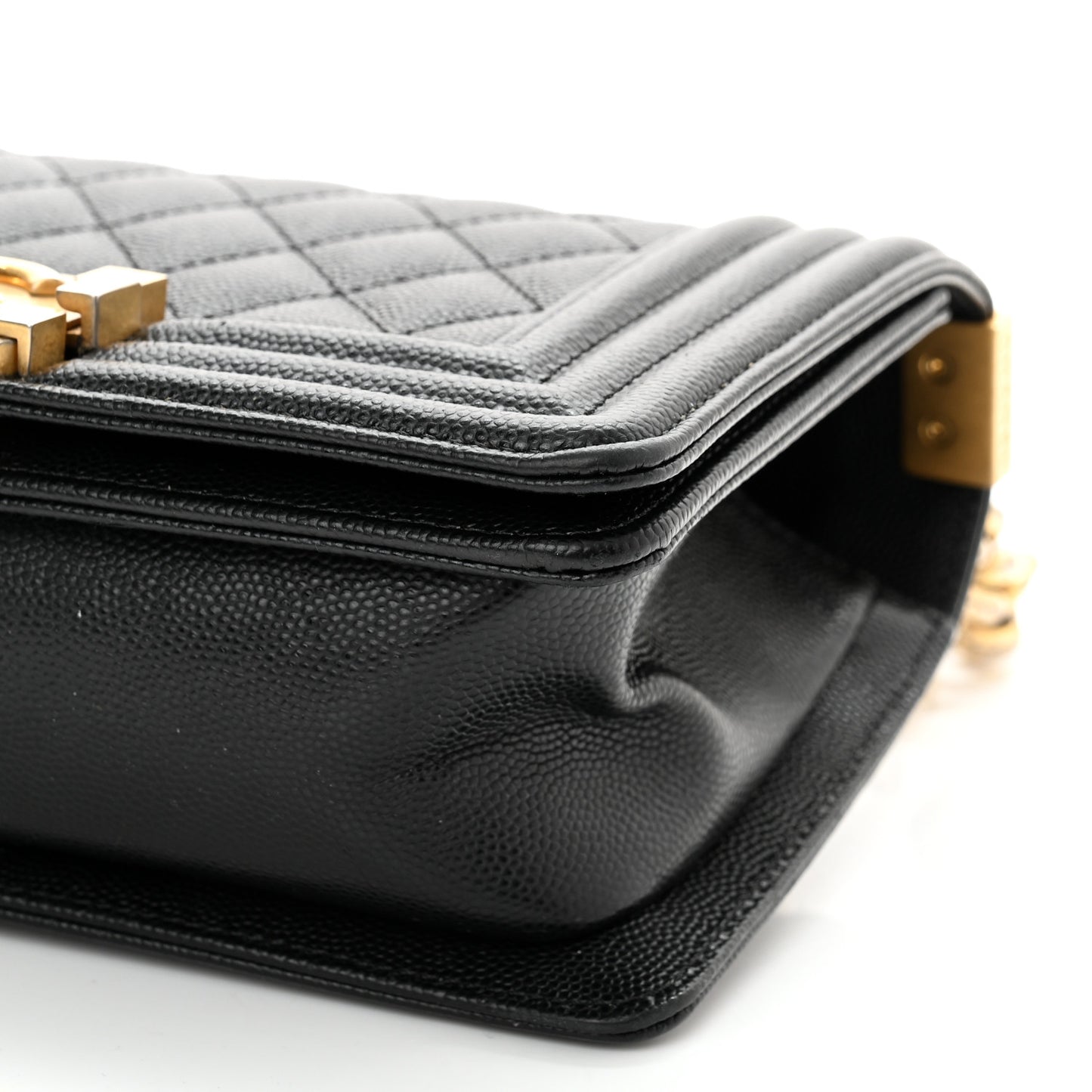 Caviar Quilted Small Boy Flap Black