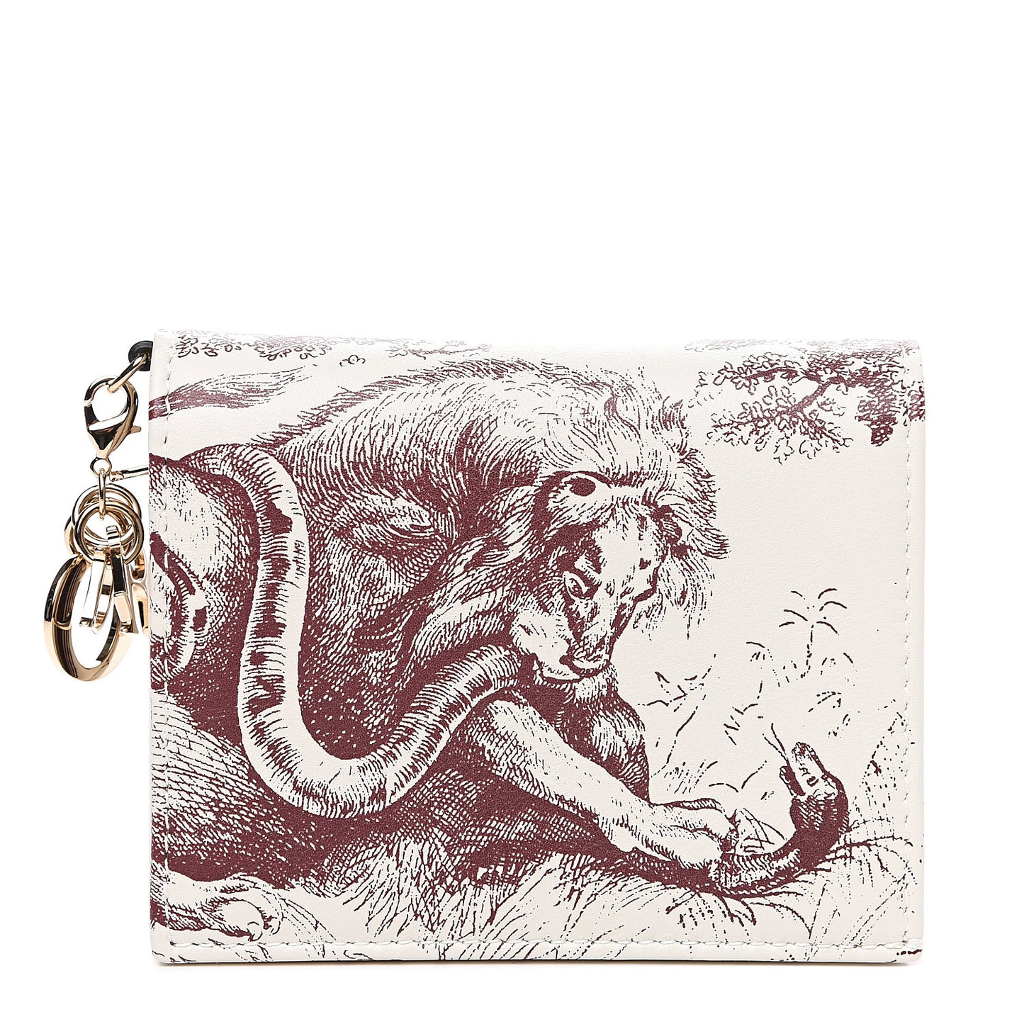 Calfskin Print Compact Wallet White