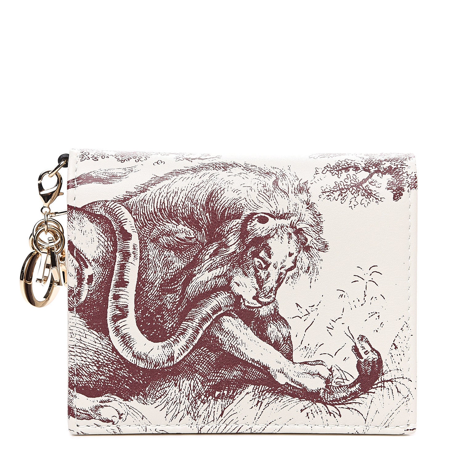 Christian Dior Calfskin Print Compact Wallet White 1 of 6