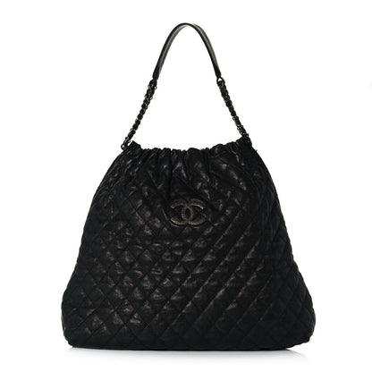 Chanel Distressed Glazed Caviar Quilted Large Elastic Tote Black 1 of 13