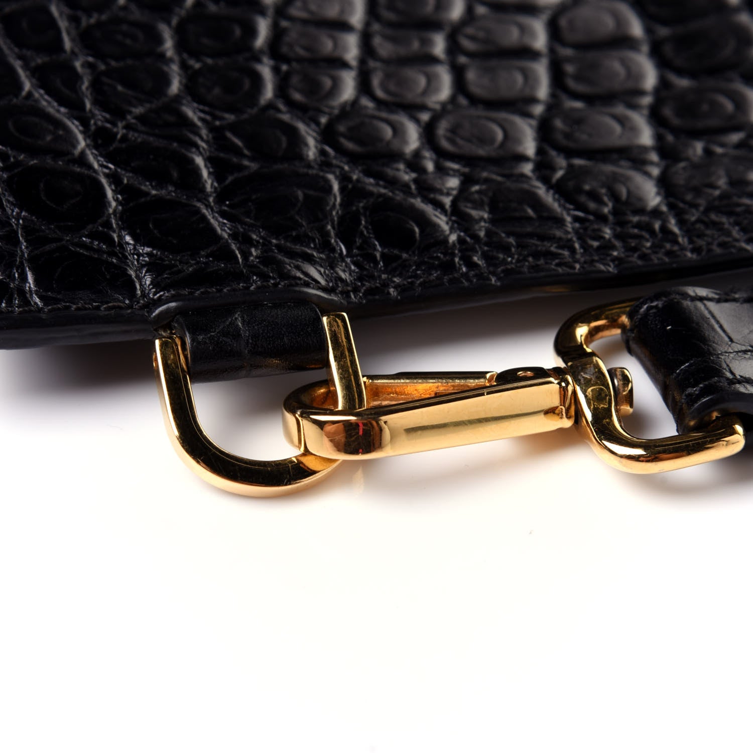 Versace Crocodile Embossed Calfskin Medusa Wristlet Black 11 of 11