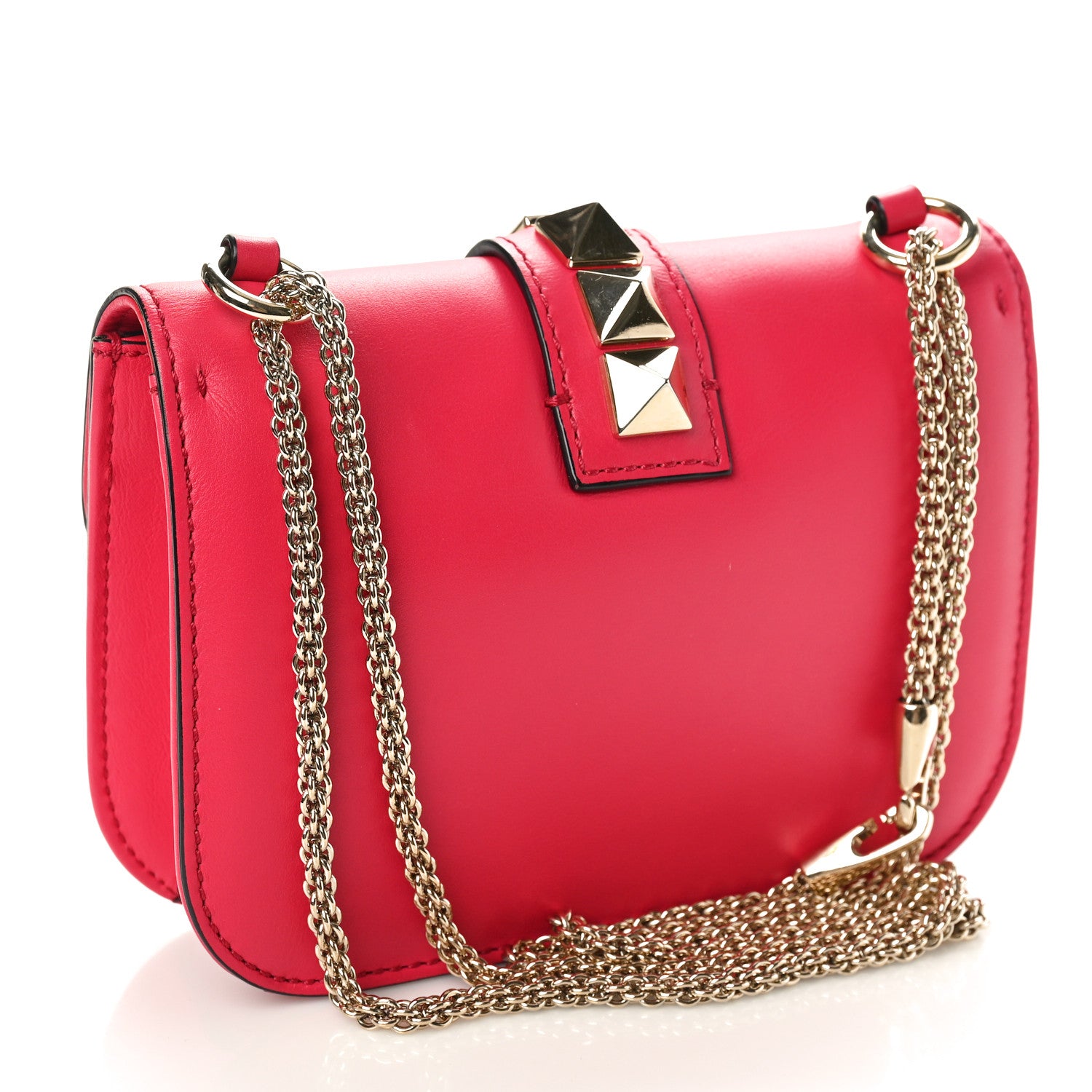 Valentino Garavani Vitello Small Glam Lock Rockstud Flap Deep Fuxia 3 of 9