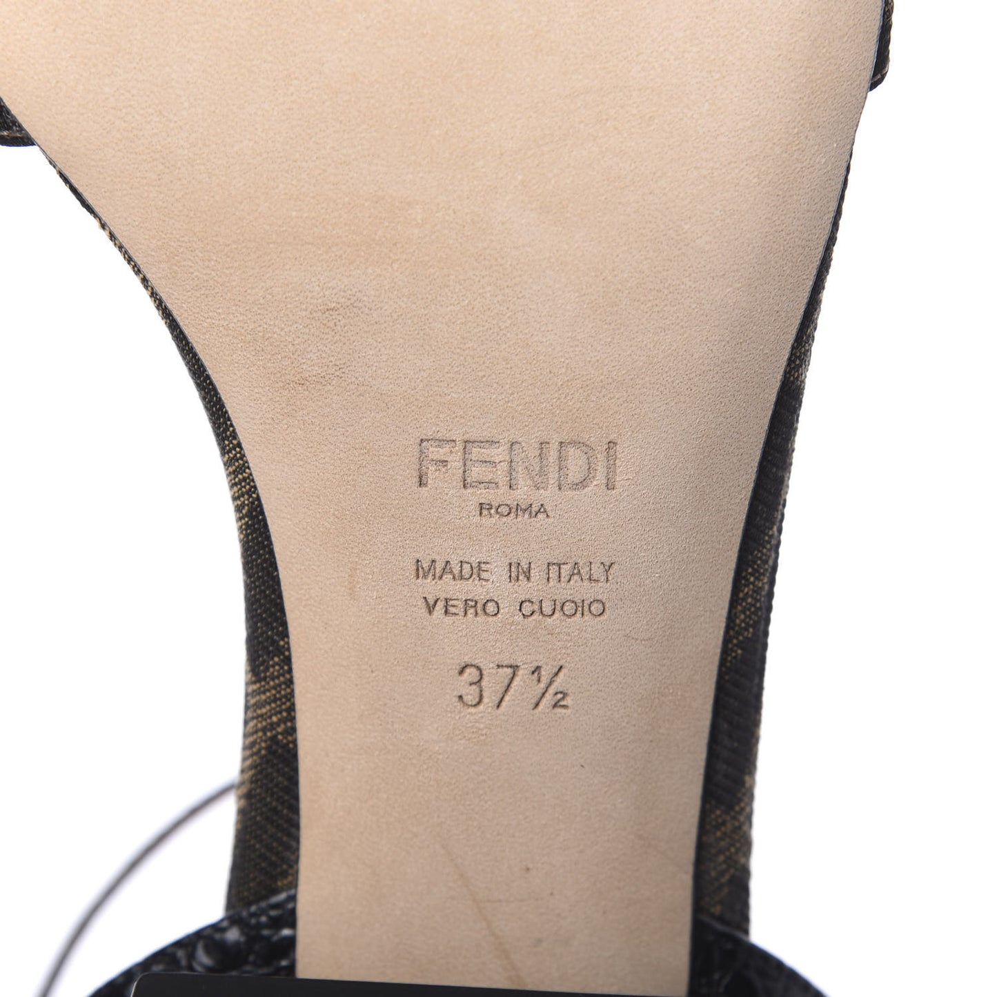 Jacquard FF Crocodile Embossed Promenade Ankle Strap Sandals 37.5 Tobacco