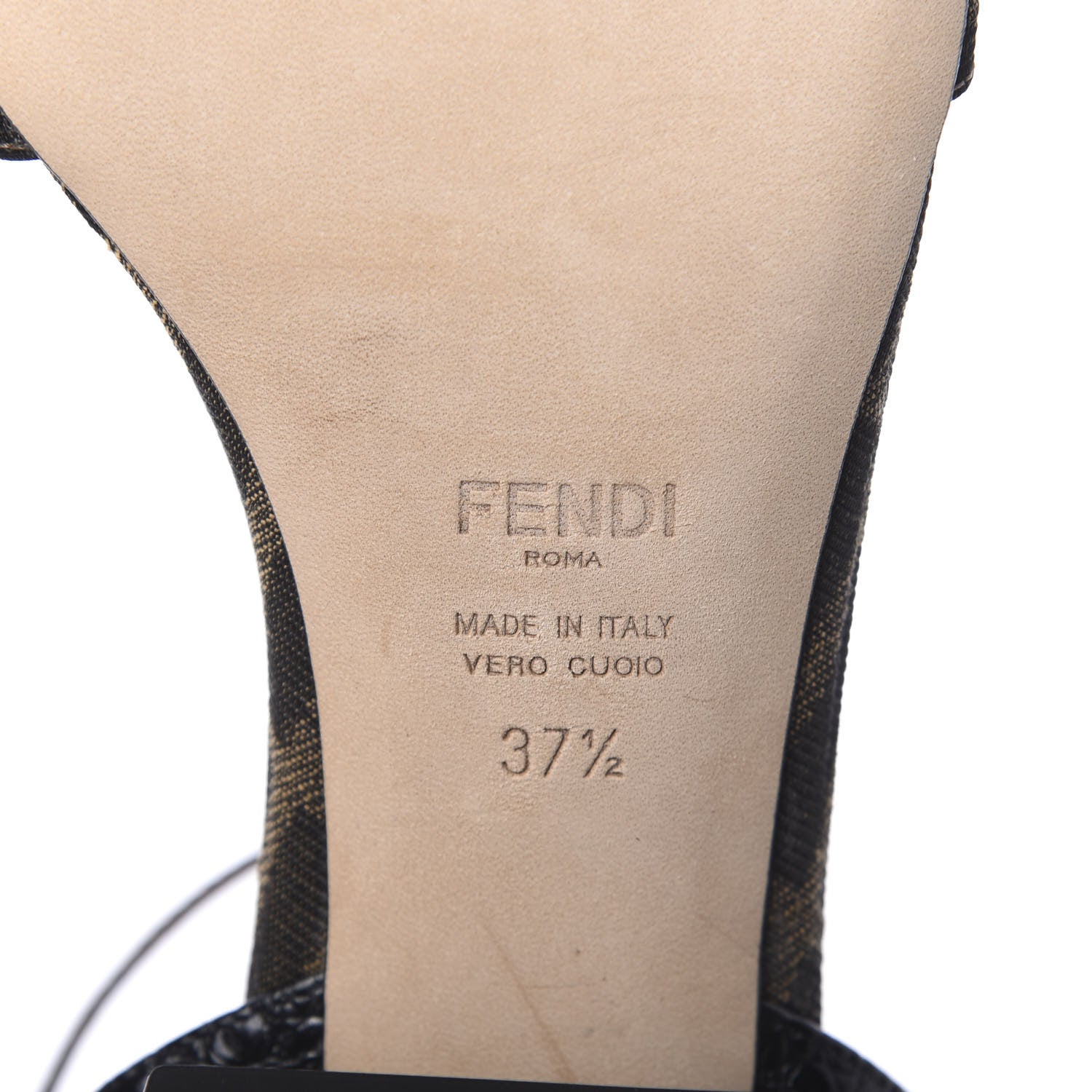 Fendi Jacquard FF Crocodile Embossed Promenade Ankle Strap Sandals 37.5 Tobacco 7 of 8