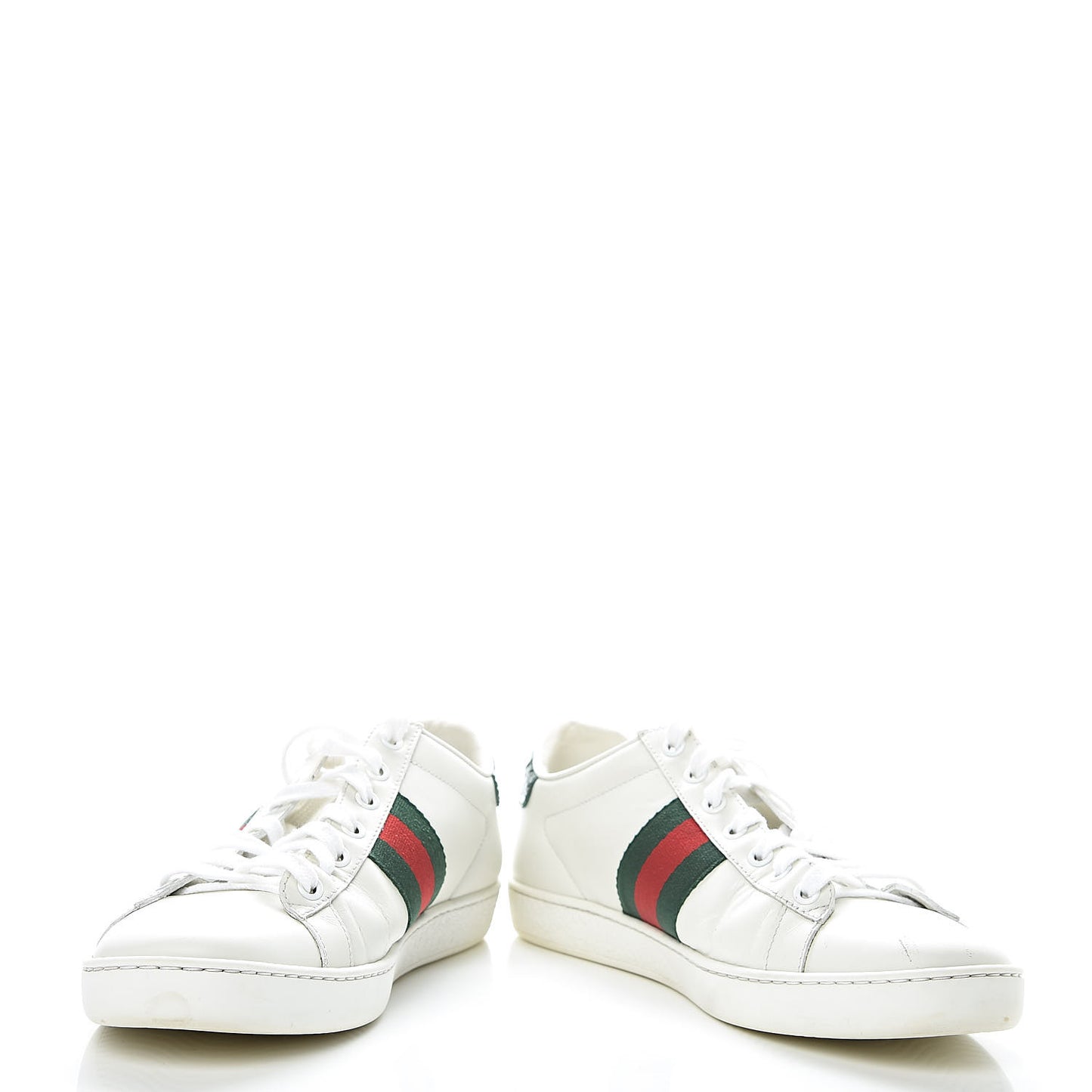 Calfskin Crocodile Web Womens Ace Sneakers 39 White Green