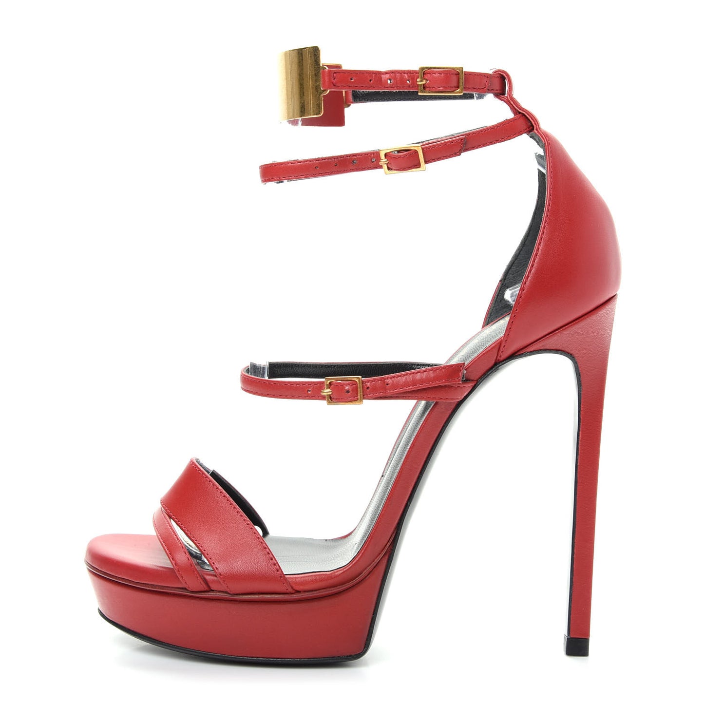 Lambskin Janis Platform Sandals 35.5 Red